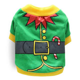 DROOLING DOG Pet Dog Cat Clothes Cotton T Shirt Green Yellow Edge (Santa Claus) XS