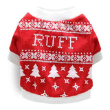 DROOLING DOG Pet Dog Cat Clothes Cotton T Shirt Red background and white border (Christmas tree)