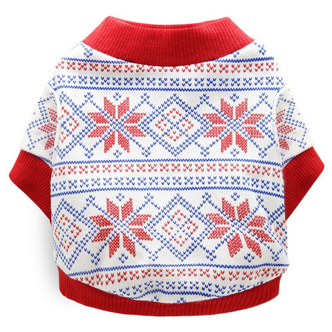 DROOLING DOG Pet Dog Cat Clothes Cotton T Shirt Red Edge (Snowflake) M