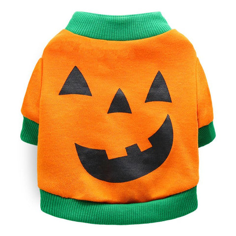 DROOLING DOG Pet Dog Cat Clothes Cotton T Shirt Orange dark green edge (pumpkin head)