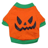 DROOLING DOG Pet Dog Cat Clothes Cotton T Shirt Orange dark green edge (pumpkin head)