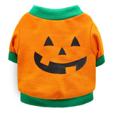 DROOLING DOG Pet Dog Cat Clothes Cotton T Shirt Orange Green Edge (pumpkin head)