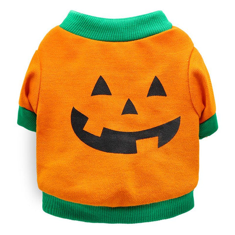DROOLING DOG Pet Dog Cat Clothes Cotton T Shirt Orange Green Edge (pumpkin head)