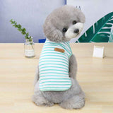 DADAGOU Dog Vest Cotton Striped Casual Pet Clothing 21 Casual Striped Vest-Green