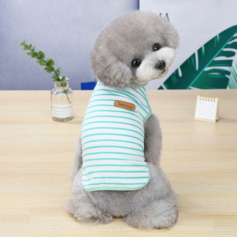 DADAGOU Dog Vest Cotton Striped Casual Pet Clothing 21 Casual Striped Vest-Green