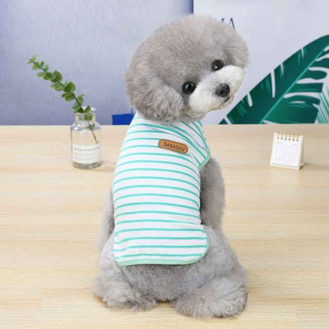 DADAGOU Dog Vest Cotton Striped Casual Pet Clothing 21 Casual Striped Vest-Green L