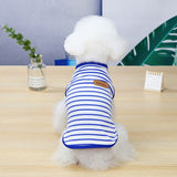 DADAGOU Dog Vest Cotton Striped Casual Pet Clothing 21 Casual Striped Vest-Blue XS