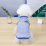 DADAGOU Dog Vest Cotton Striped Casual Pet Clothing 21 Casual Striped Vest-Blue XL