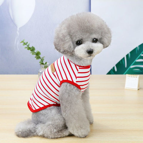 DADAGOU Dog Vest Cotton Striped Casual Pet Clothing 21 Casual Striped Vest-Red