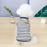 DADAGOU Dog Vest Cotton Striped Casual Pet Clothing 21 Casual Striped Vest-Black XL