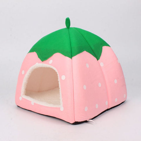 Strawberry Pet Nest Suede Small Dog Cat Bed Pink XL(48*48*48) is suitable for about 16 Jin