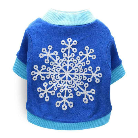 DROOLING DOG Pet Dog Cat Clothes Cotton T Shirt Deep Blue (Big Snowflake) XL