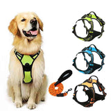 Micardi Reflective Dog Harness Vest Leash Purple