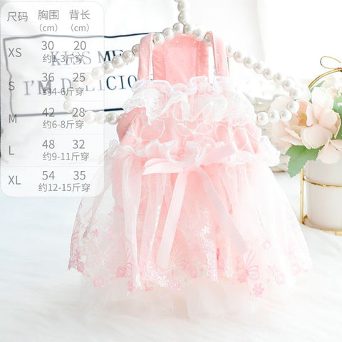 Accope Pet Dress Cotton Princess Style Summer Suspenders pink L