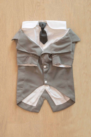 Pet Suit Dog Tuxedo Wedding little tail Polyester Light gray 6XL