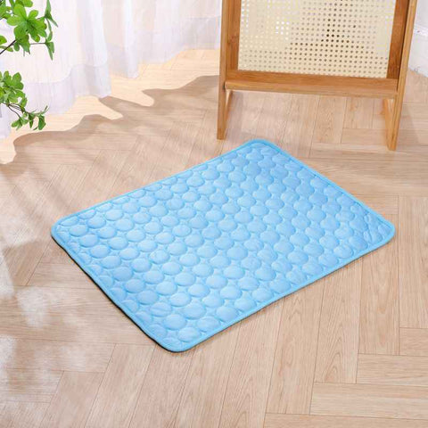 Jun Zhe Pet Ice Silk Cooling Mat for Dogs Ice silk pad blue S(50*40cm) about 90g