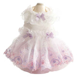 Accope Pet Dress Cotton Princess Style Summer Double-layer embroidery dark pink L