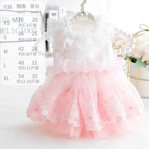 Accope Pet Dress Cotton Princess Style Summer Light pink M