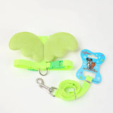Petubei Dog Harness Leash Nylon Angel Wings Green S