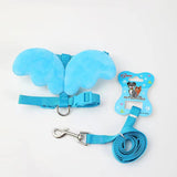 Petubei Dog Harness Leash Nylon Angel Wings Blue M
