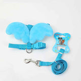 Petubei Dog Harness Leash Nylon Angel Wings Blue