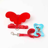 Petubei Dog Harness Leash Nylon Angel Wings Red