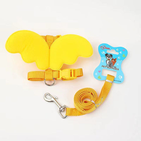 Petubei Dog Harness Leash Nylon Angel Wings Yellow