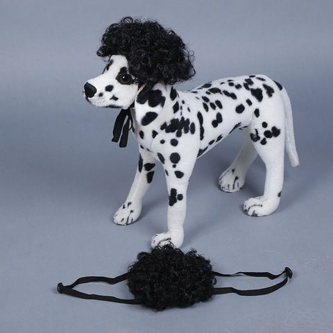 Pet Wig Dog Cat Short Curly Fluffy Hair Black