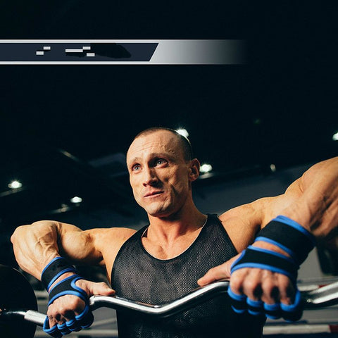 Leather Silicone Wrist Bracer for Weightlifting Climbing Blue-S