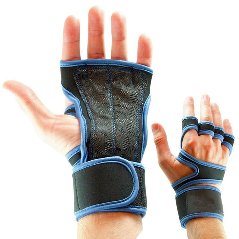 Leather Silicone Wrist Bracer for Weightlifting Climbing Blue-XL In Australia - Darrahopens