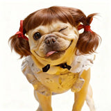 Pet Dog Wig Gold Braided Style Beautiful Si Ni Dark brown