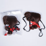Pet Dog Wig Gold Braided Style Beautiful Si Ni Dark brown