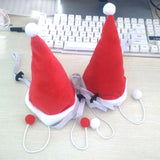 Pet Dog Cat Christmas Wig Hat Striped Cloth Hanging white ball