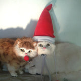 Pet Dog Cat Christmas Wig Hat Striped Cloth Hanging white ball
