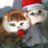 Pet Dog Cat Christmas Wig Hat Striped Cloth Hanging red ball