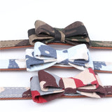 Aminger Bow Pet Collar PU Adjustable Dog Cat Color Bow collar 1.3*42cm "Adjust 32-38cm]