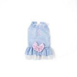 Pet Dog Princess Skirt Cloth Casual Style Plaid Skirt Blue XL