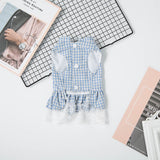 Pet Dog Princess Skirt Cloth Casual Style Plaid Skirt Pink L