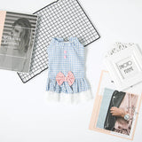Pet Dog Princess Skirt Cloth Casual Style Plaid Skirt Pink L