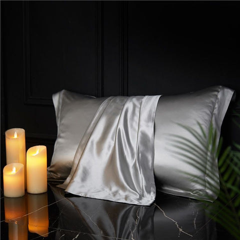 Silk Pillowcase 19 Momme Wide Edge Moonlight Silver 48*74+8 In Australia - Darrahopens