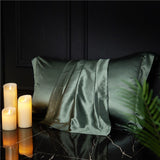 Silk Pillowcase 19 Momme Wide Edge Olive green 48*74+8