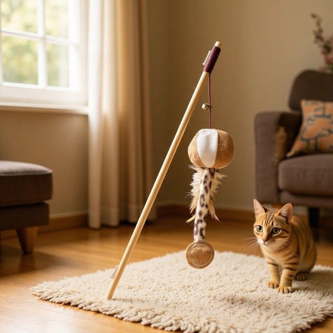 Wooden Pole Cat Tease Stick Dr Pet Pumpkin Cat Tease Stick In Australia - Darrahopens