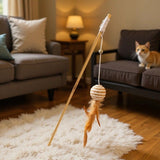 Wooden Pole Cat Tease Stick Dr Pet Sisal ball cat teasing stick In Australia - Darrahopens