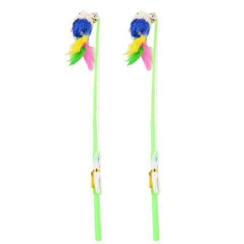 Dr. Pet Cat Toy Fishing Rod Feather Mouse Fishing Rod (Feathered Mouse)