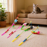 Dr. Pet Cat Toy Fishing Rod Feather Mouse Fishing Rod (Feathered Mouse)