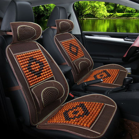 Yi Nirui Bamboo Car Seat Cushion Breathable Cooling Luxury wooden beads yellow with waist In Australia - Darrahopens