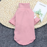 Dog Clothes Pet Clothing High Collar Base Shirt Two-bar bottoming shirt pink