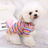 Cotton Knitted Pet Pullover Two Legs Clothes for Dogs Rainbow Strip