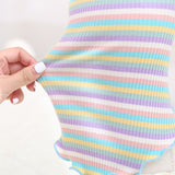 Cotton Knitted Pet Pullover Two Legs Clothes for Dogs Rainbow Strip