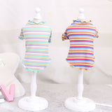 Cotton Knitted Pet Pullover Two Legs Clothes for Dogs Blue and purple strip S